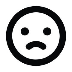 Fototapeta premium Black and white sad face emoji icon. Vector illustration