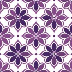Elegant purple floral pattern on a white background.