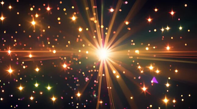 Colorful twinkling starlight bokeh background, 4k video, generated ai