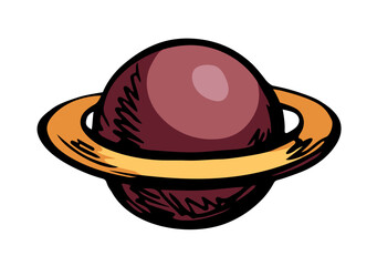 Vector drawing. Big planet in the sky
