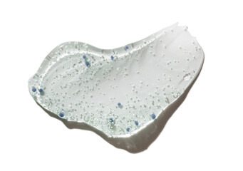Cosmetic transparent peeling scrub with micro capsules swatch isolated on white