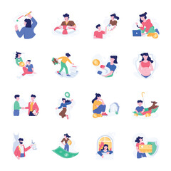 Handy Set of Insurance Flat Illustrations 

