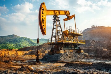 Heavy machinery drilling for oil