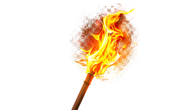 Torch flame icon or symbol design on transparent