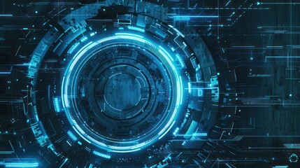 Obraz premium Futuristic Technology Interface with Blue Lights and Glowing Circles