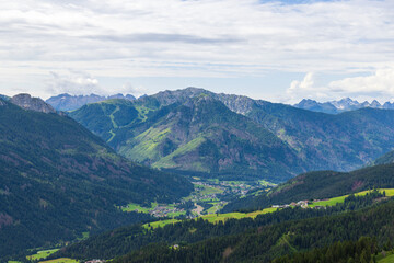Fototapeta premium Hiking in Ciampedie near Catinaccio mountain following the path to Malga Vael - Val di Fassa - Italy