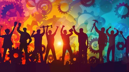 Vibrant Celebration of Workers and Industry. Worker's day, Labour Day.

