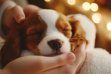 Puppy being pampered with a luxurious spa treatment