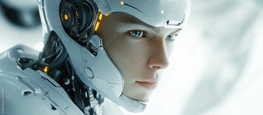 Poster futuristic 3d rendering of advanced robotic technology showcasing artificial intelligence and machin
