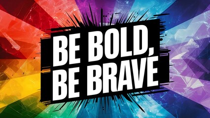 Be Bold, Brave colorful background and text (T-shirt Design Motivational Quote, Illustration ,Typography)