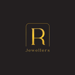 R golden logo Jewelry brand R gold clean vector graphic icon