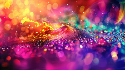Colorful Abstract Background with Sparkling Particles and Glowing Lights