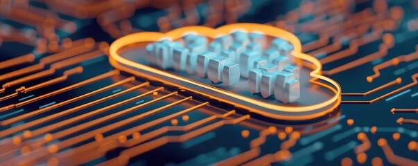 Cloud storage network with secure data transfer, sleek and high-tech, high-resolution, large datasets, data encryption, SEO optimized