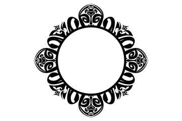 Border Frame Ornament Design with Black Swirl Theme for Decoration