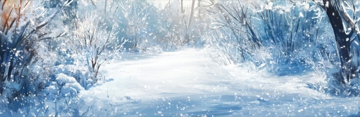 Fototapeta premium Winter's Enchantment: A High-Detail Hand-Drawn Illustration Celebrating Seasonal Charm with Anime Style and Abstract Art for Immersive Storytelling and Gaming Wallpapers in 4K Clarity