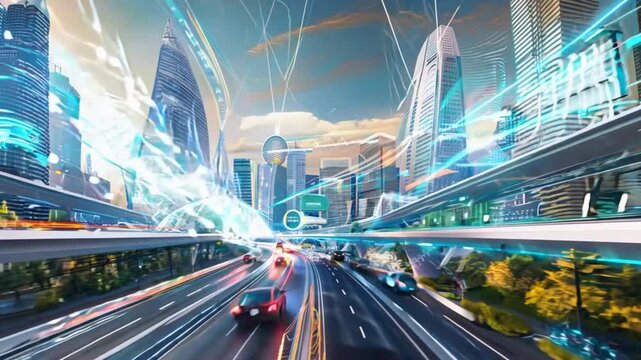 Photographs of the smart city of the future