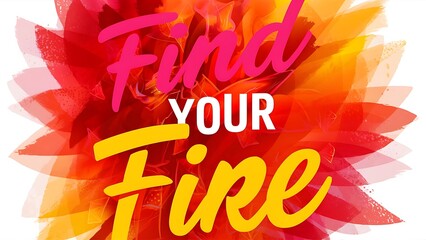 Obraz premium Find Your Fire colorful background and text (T-shirt Design Motivational Quote, Illustration ,Typography)