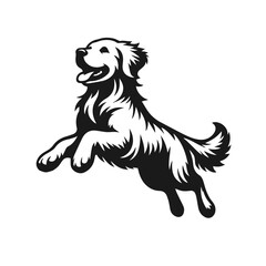 Clean black and white vector silhouette of a dog isolated on white background