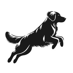 Clean black and white vector silhouette of a dog isolated on white background