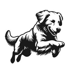 Clean black and white vector silhouette of a dog isolated on white background