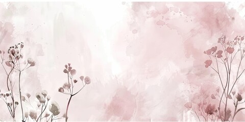 Dried flowers on a pink watercolor background.