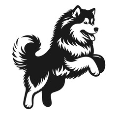 Clean black and white vector silhouette of a husky isolated on white background