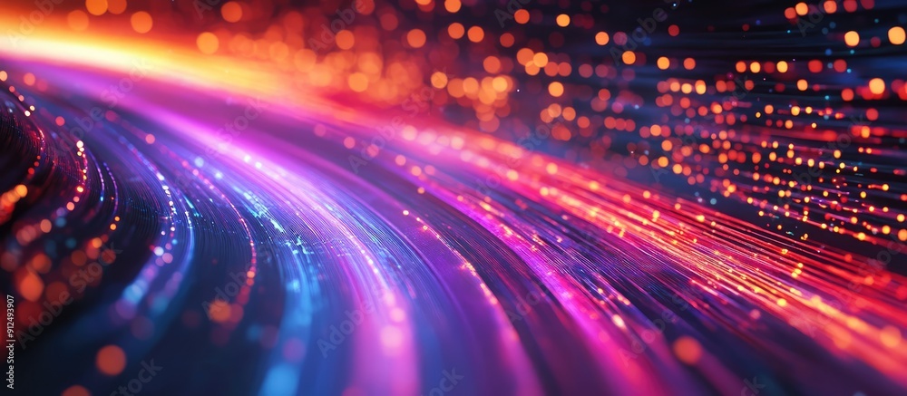 Poster vibrant data streams flowing within a modern data center
