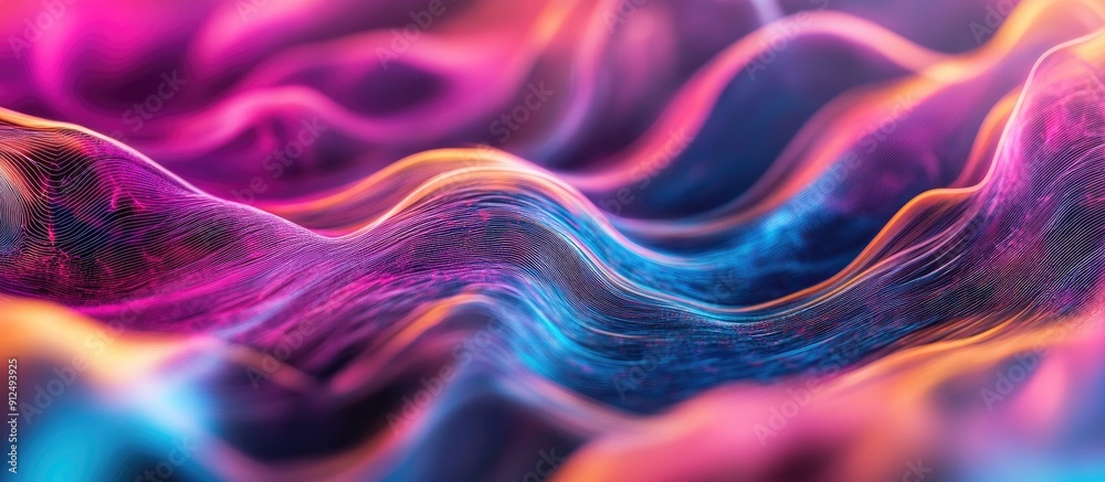 Poster dynamic abstract fluid lines on a contrasting background illustrating the concept of ai technology d