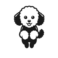 Clean black and white vector silhouette of a dog isolated on white background