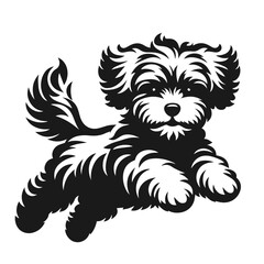 Clean black and white vector silhouette of a dog isolated on white background