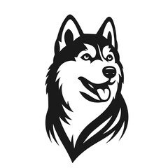 Clean black and white vector silhouette of a husky isolated on white background