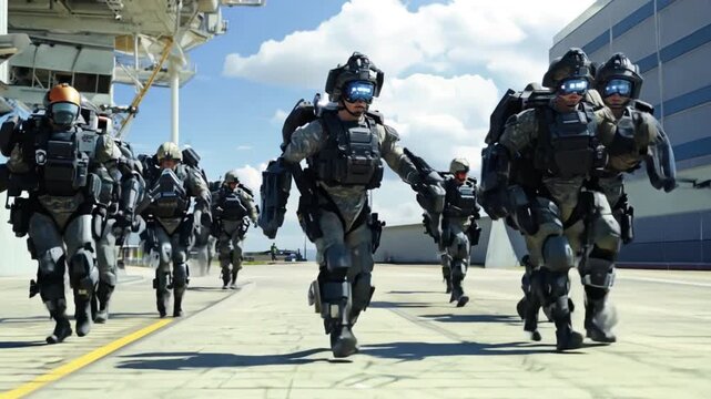 Advanced exoskeleton suits give soldiers strength