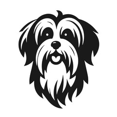 Clean black and white vector silhouette of a dog  isolated on white background