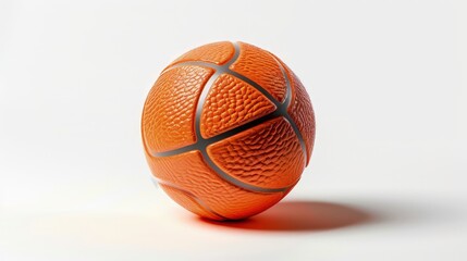 Obraz premium A vibrant orange basketball icon, textured like leather, floating on a white background with a soft shadow.