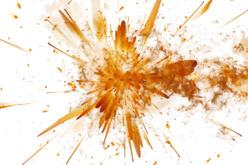 Intense Yellow Explosion Splash Effect for Dynamic Art Isolated on Transparent Background