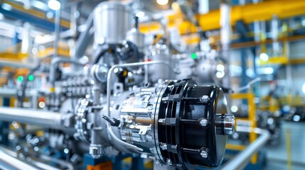 Fototapeta premium Industrial air compressor used in a chemical plant, hazardous environment Powerful and durable, efficient and essential, safety equipment