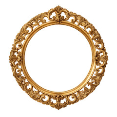 antique luxury circle frame gold isolated on transparent background