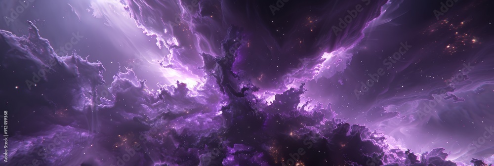 Wall mural purple nebula clouds and stars a journey through the cosmos. space exploration, purple universe