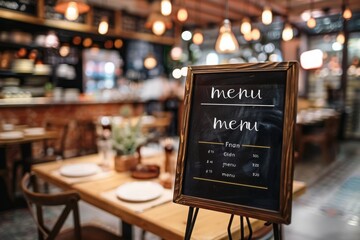 Restaurant Menu on Chalkboard Stand