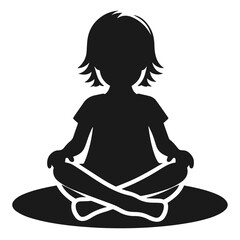 Clean black and white vector silhouette of a Kid isolated on white background