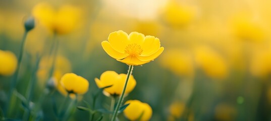 Yellow: Sunshine A bright field filled with spring buttercups in bloom.