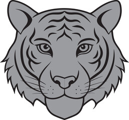 Tiger head vector art illustration on a white background