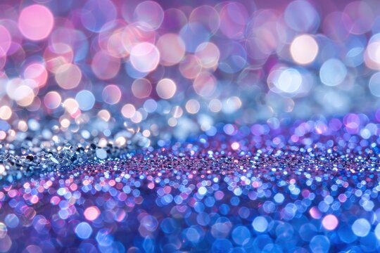 Abstract Background with Bokeh Lights and Sparkles in Blue and Pink Hues