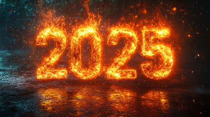 year 2025 with fire