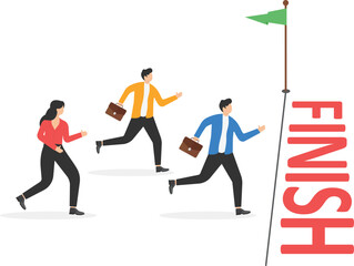 men and women in business suits compete in who will be the fastest and most successful, become the first

