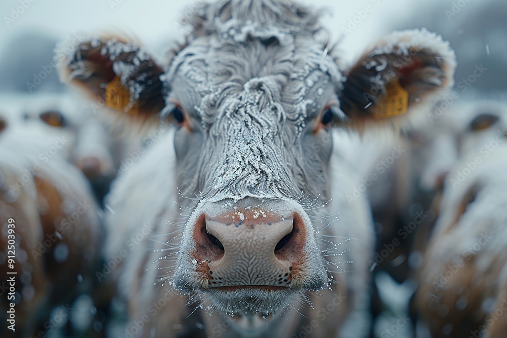 Sticker frozen cow portrait