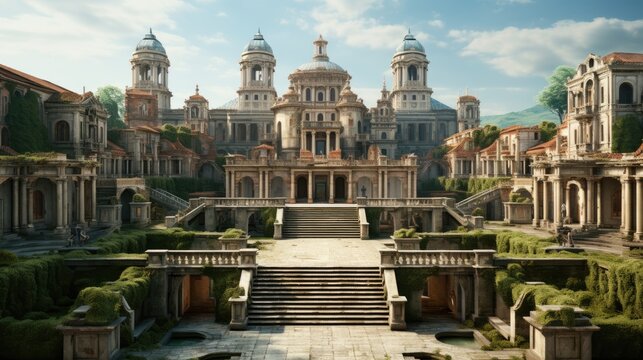 Amazing view of Certosa di Pavia monastery at sunny day  
