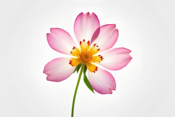 Obraz premium delicate pink flower with soft petals, beautifully contrasted against a white background, symbolizing the gentle and fleeting beauty of nature in its most tender form