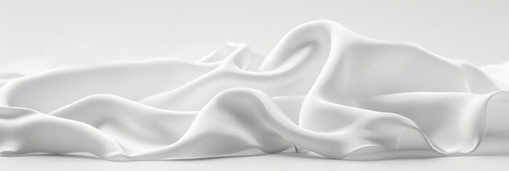Obraz premium White silk satin fabric with beautiful elegant waves. Abstract, luxurious background, close-up.