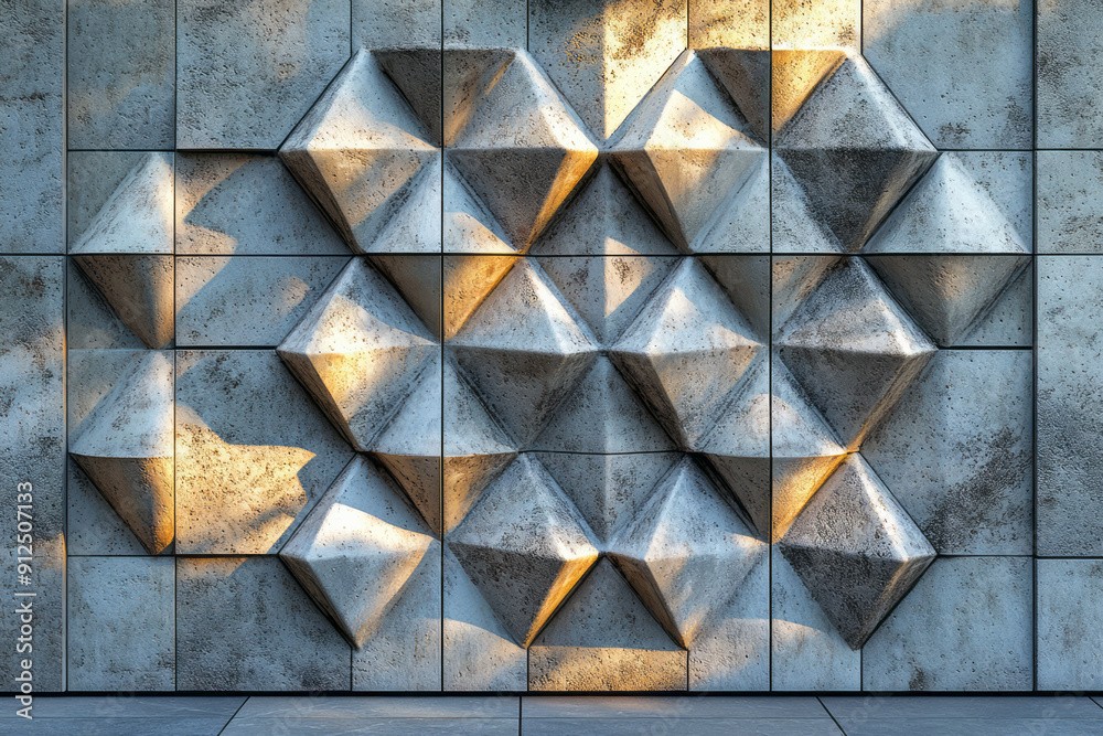 Poster artistic rendering of a geometric pattern with diamond-shaped tiles, creating a sense of depth and t